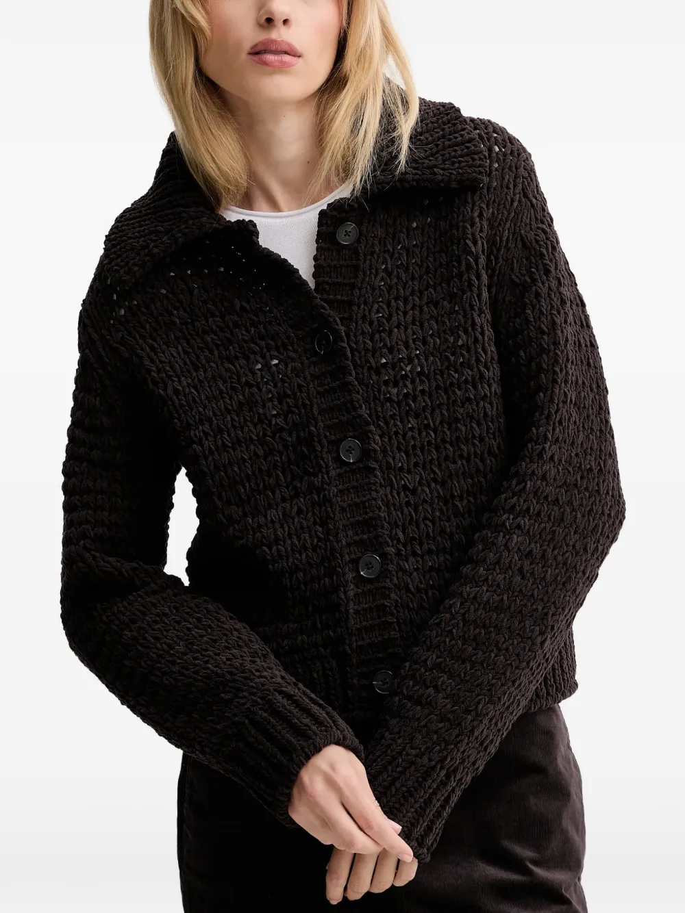 Marc O'Polo Vest met kraag en knopen Bruin