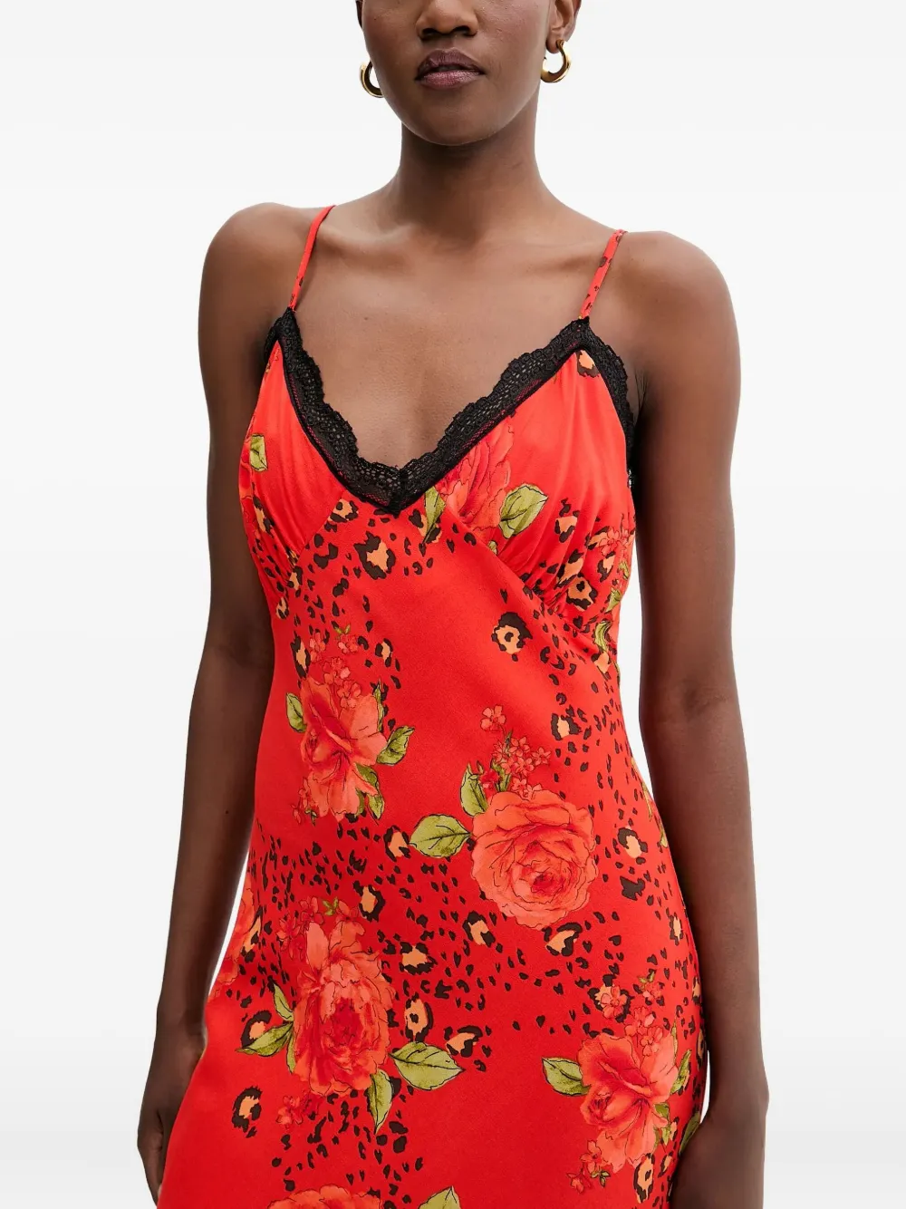 Never Fully Dressed Lace Floral Maxi Dress In Red