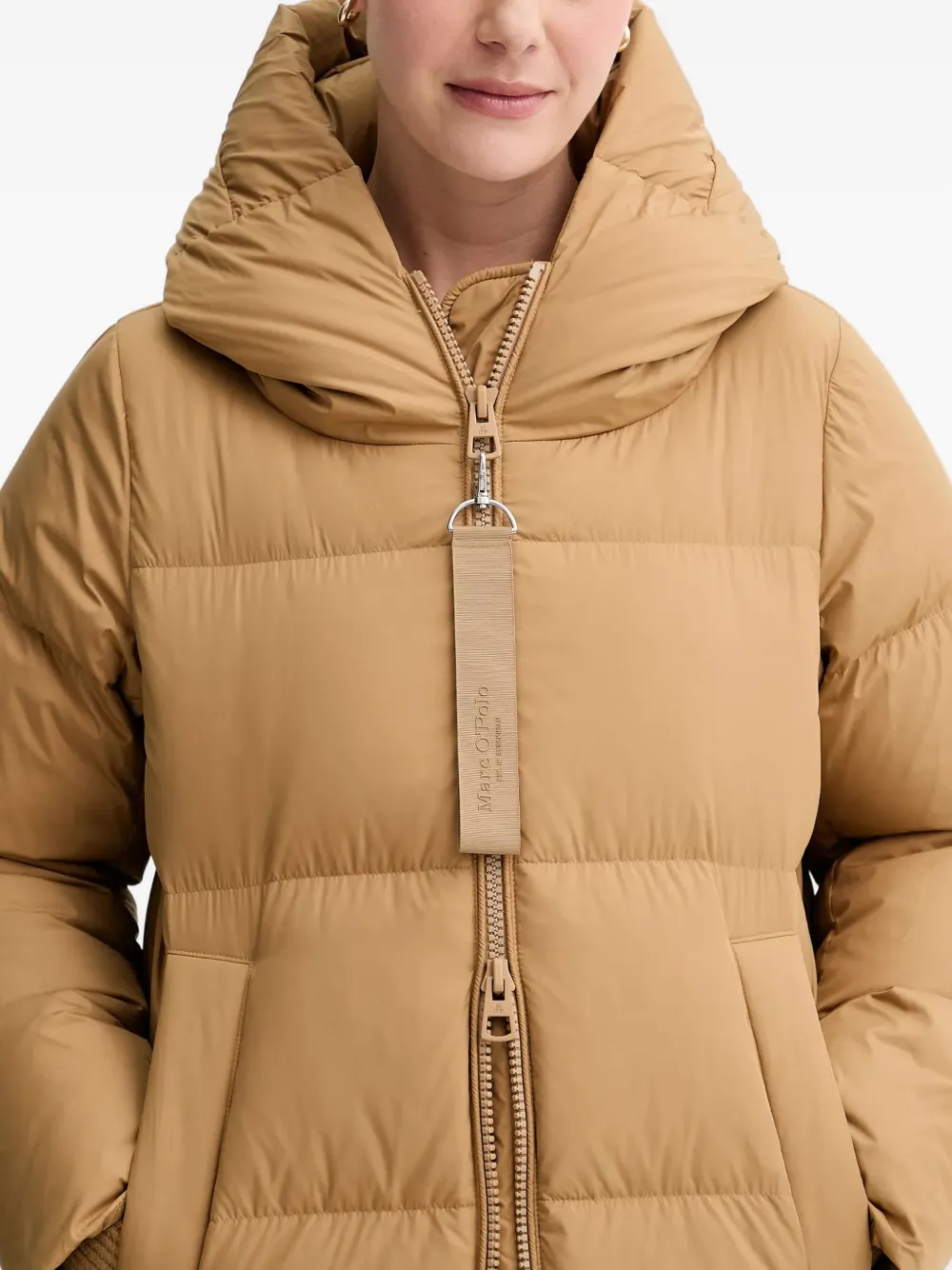 Marc O'polo Hooded Zip Coat In Neutral