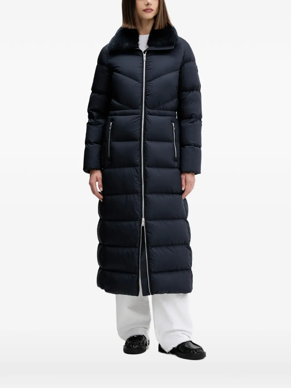 Moose Knuckles fur-trim longline jacket - Blu