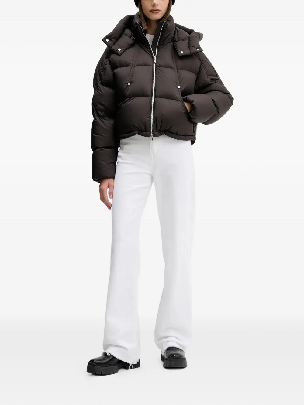  Moose Knuckles Hooded Puffer Jacket - Brown 