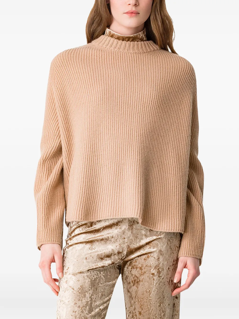 Forte Forte English Rib Roundneck Sweater In Warm Brown In Gray