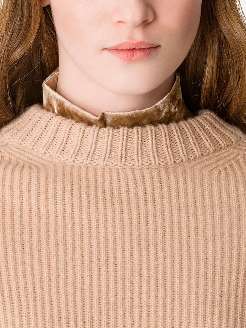 Forte Forte English Rib Roundneck Sweater In Warm Brown In Gray