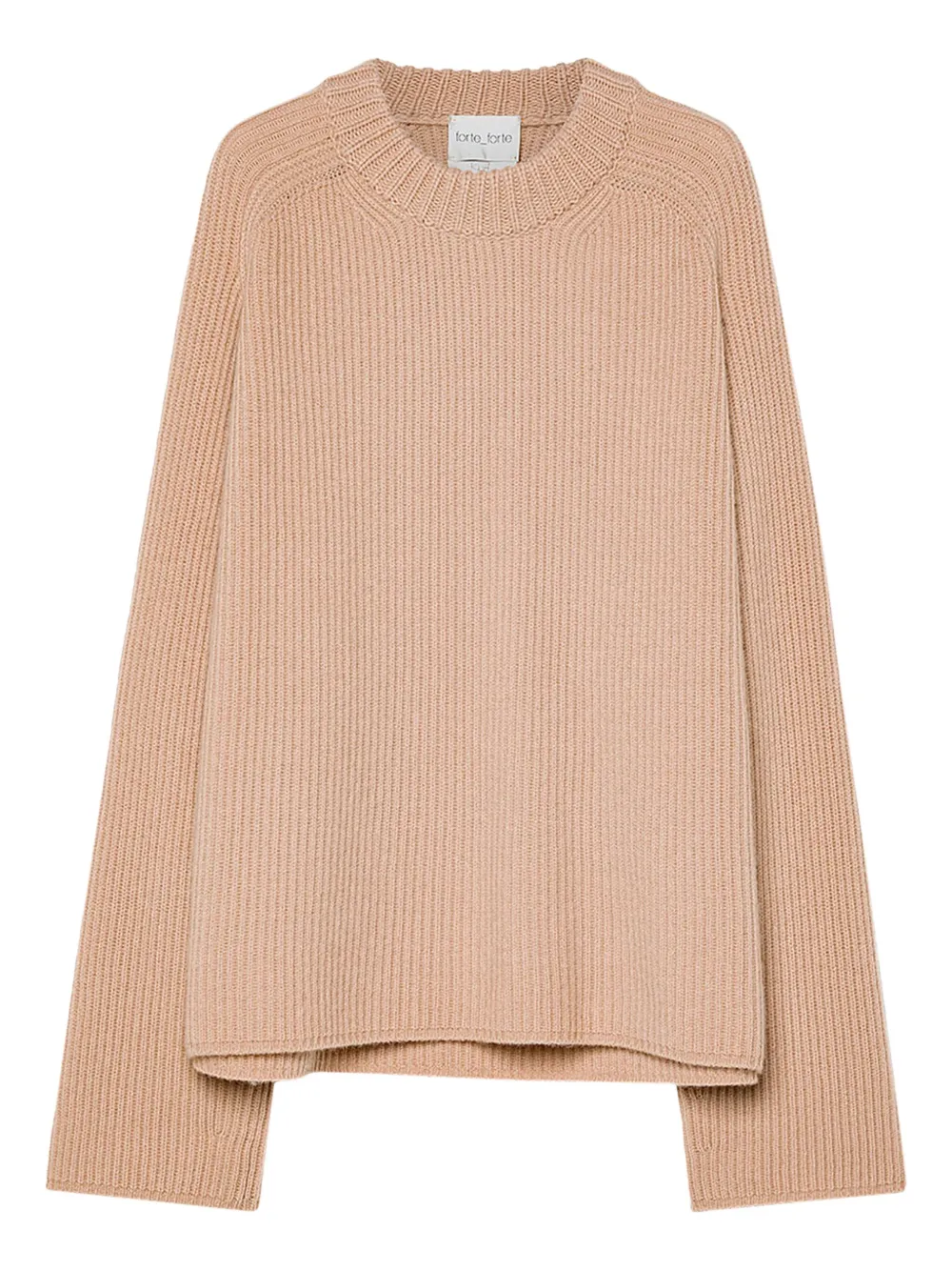 Forte Forte English Rib Roundneck Sweater In Warm Brown In Gray