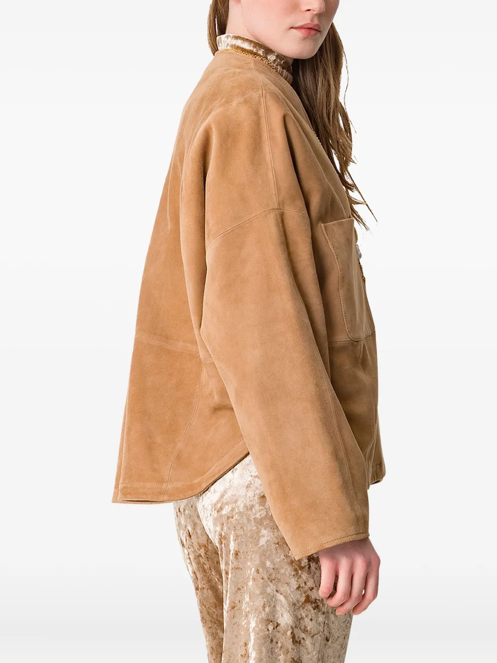 Forte Forte Patch-pocket Suede Jacket In Gray
