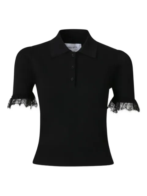 Alexander McQueen lace-trim polo top