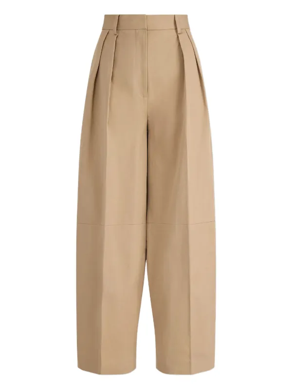 Altuzarra Pleated Gabardine Trousers in Neutrals