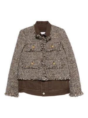 新品未使用　2023 sacai ツイードジャケット　コート Sacai ツイード パデッドジャケット | ブラック | FARFETCH JP