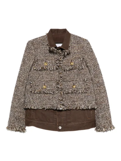 sacai tweed-fringed jacket