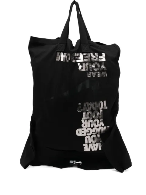 Black Comme Des Garçons x Nike printed tote bag