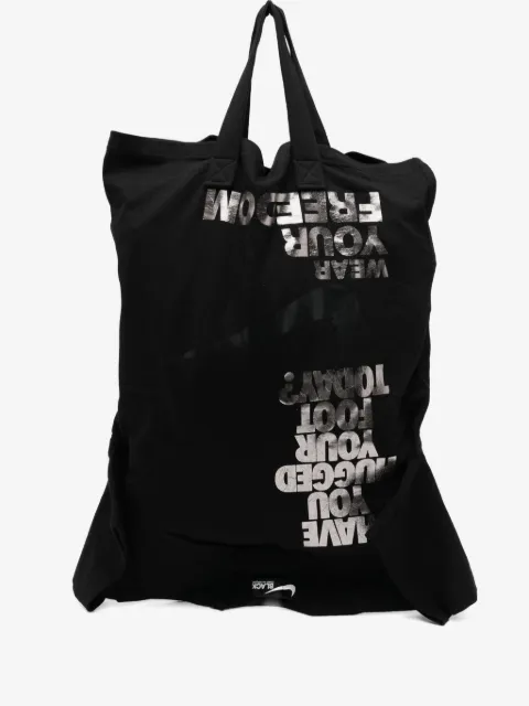 Black Comme Des Garçons x Nike printed tote bag