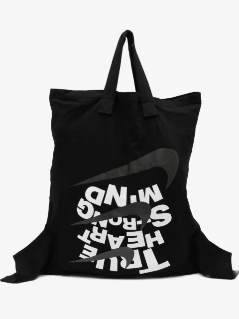 Black Comme Des Garçons x Nike printed tote bag
