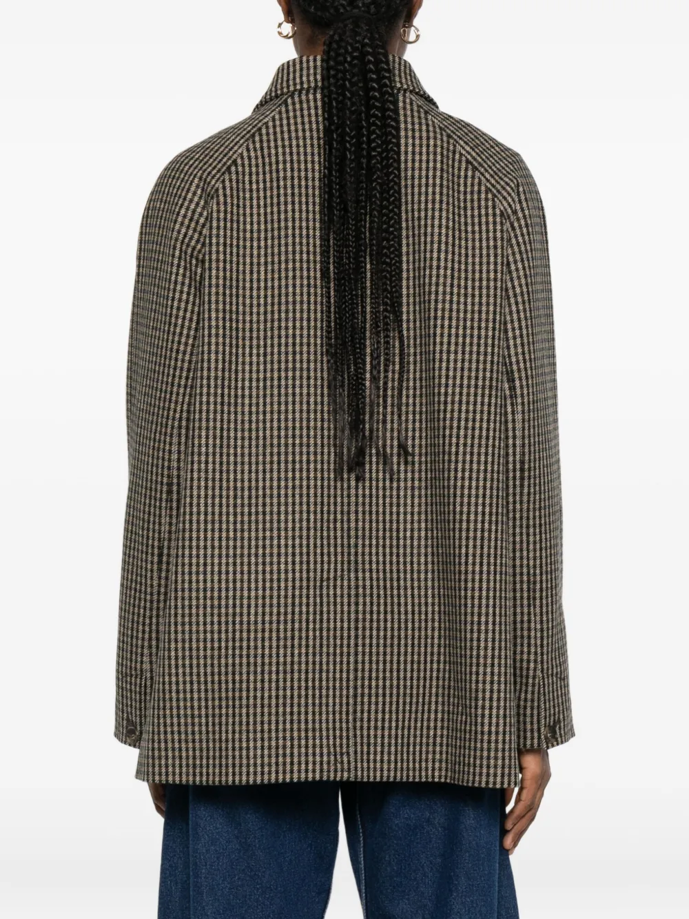 Apc Buttoned Check Coat In Brown