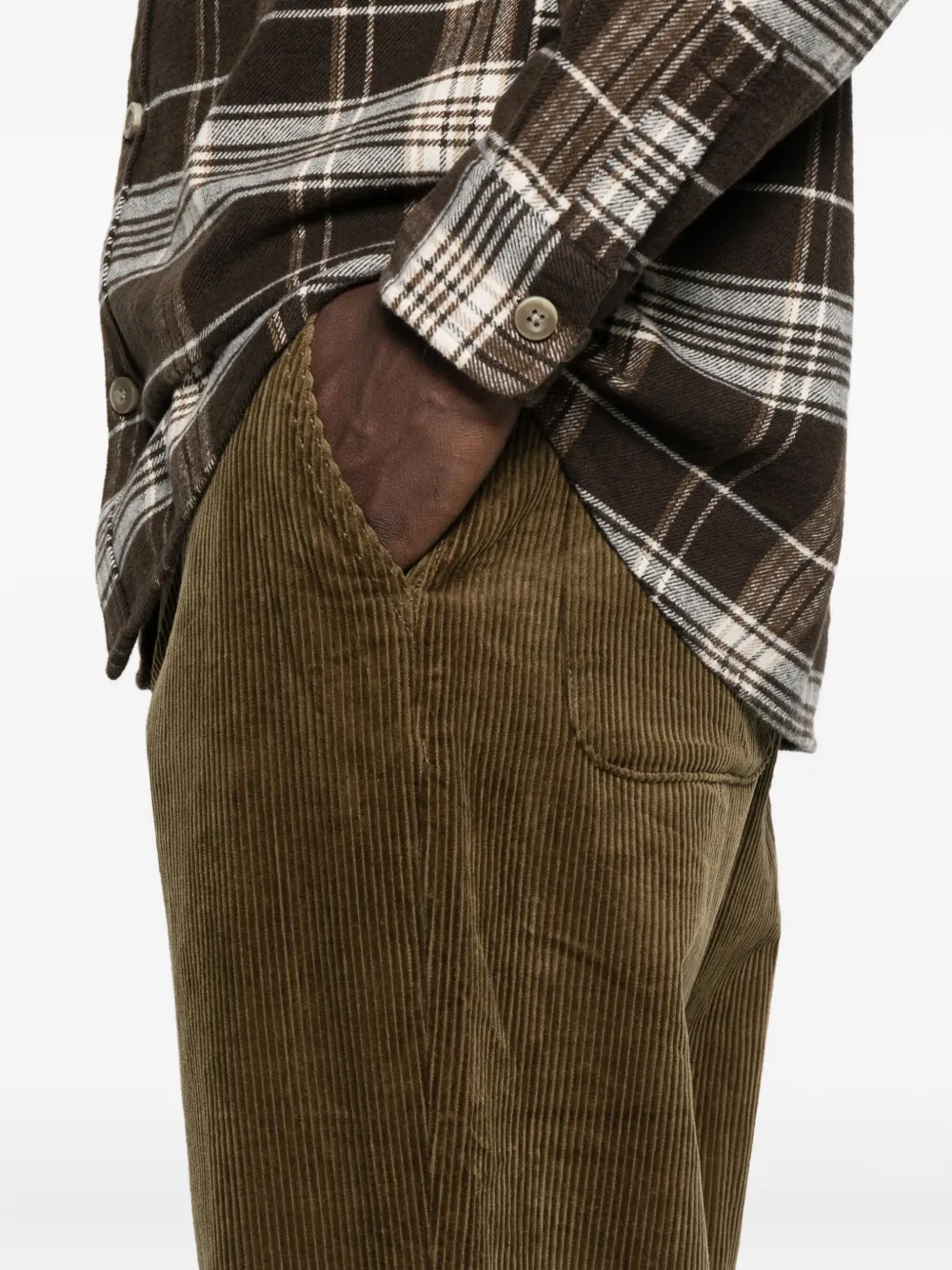 Les Deux Ribfluwelen broek met zak Groen