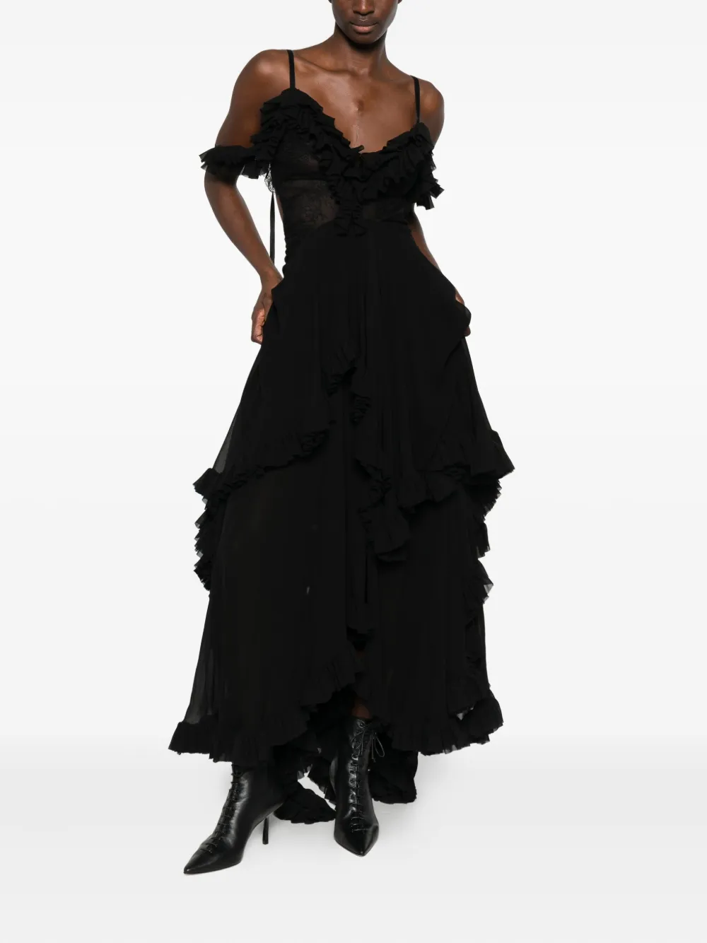 Alexander McQueen Jurk met ruches - Zwart