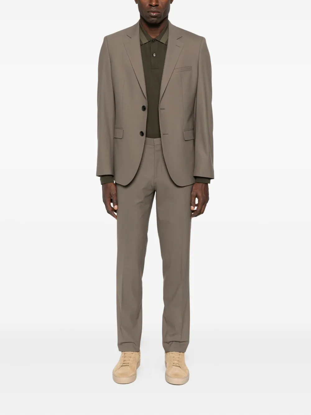 Hugo Boss Wool Blend Single-breasted Suit In Brown