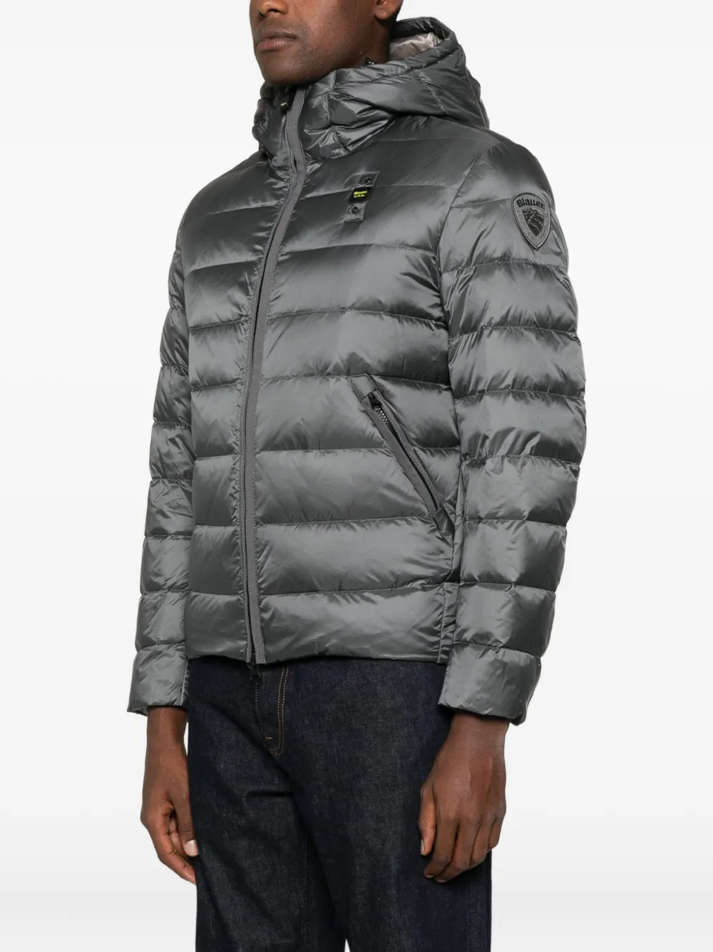 Blauer Acton Hooded Zip-up Jacket In Gray