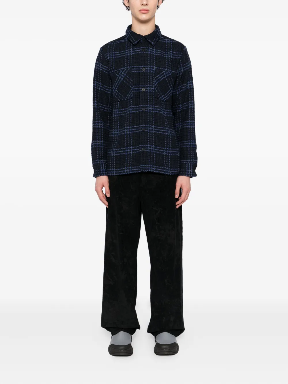 Wax London Whiting geruit overhemd - Blauw