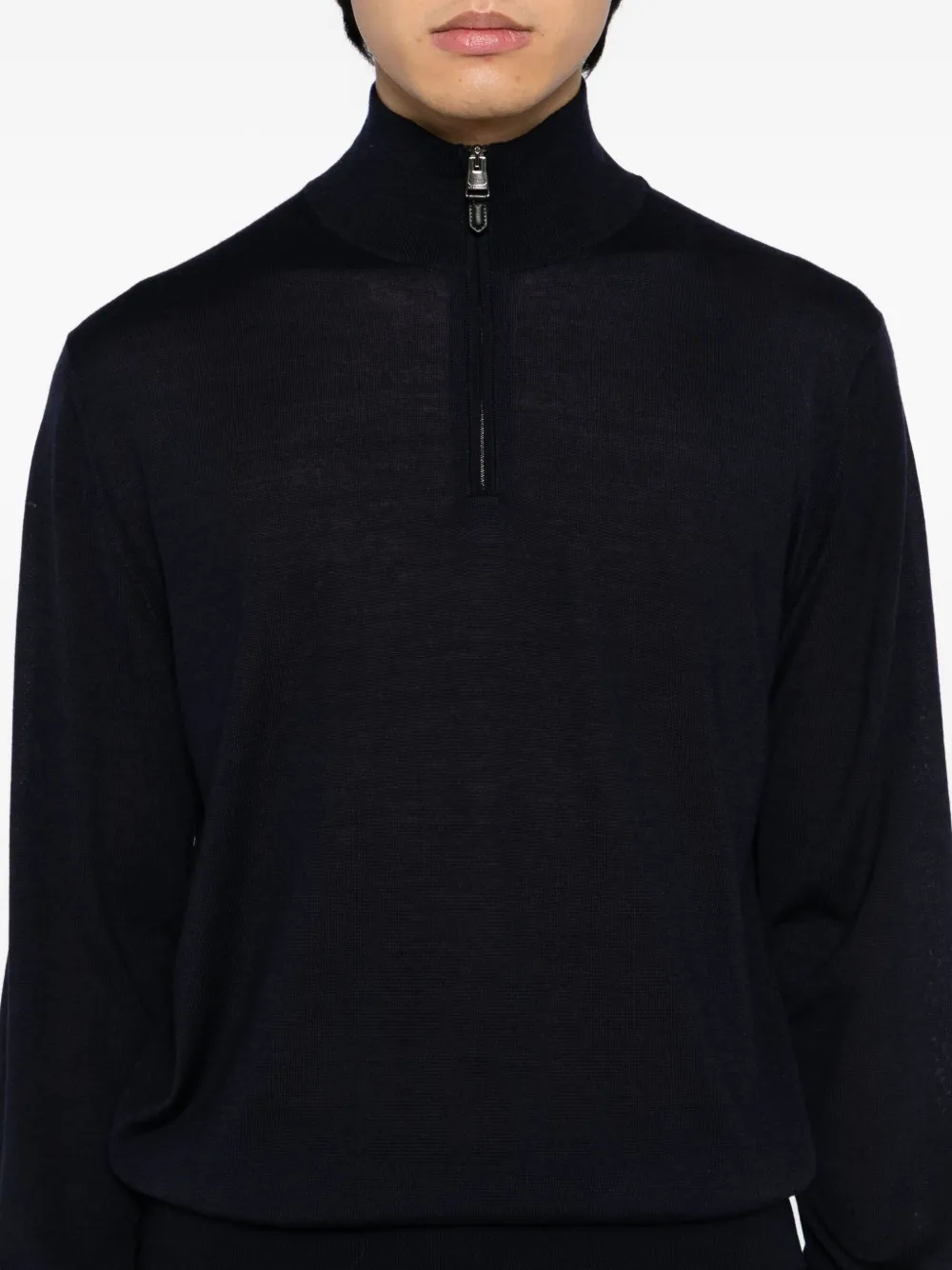 Canali Zipped Top In Blue