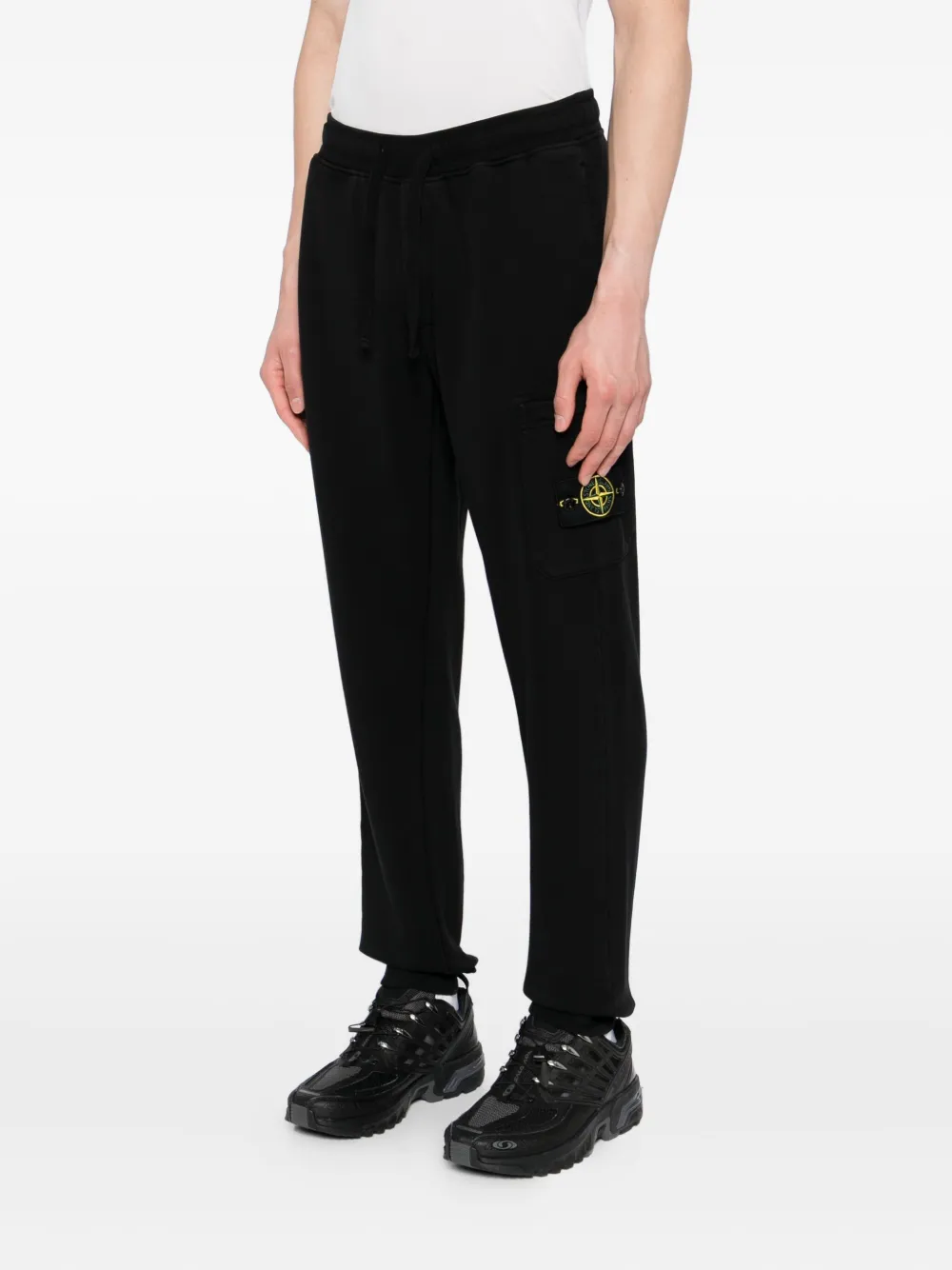 Stone Island Broek met logopatch Zwart