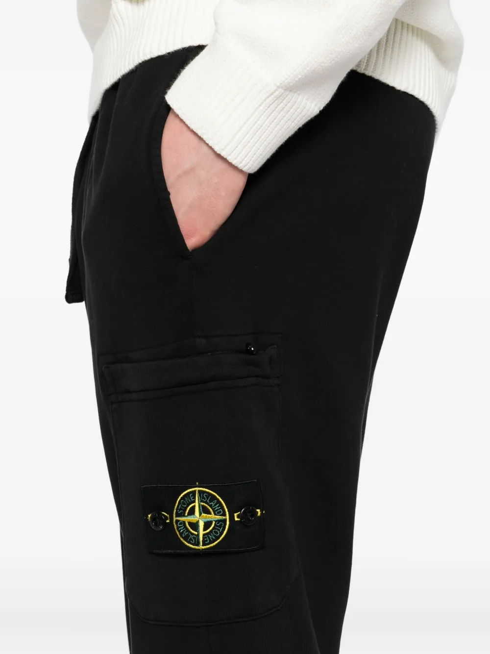 Stone Island Broek met logopatch Zwart