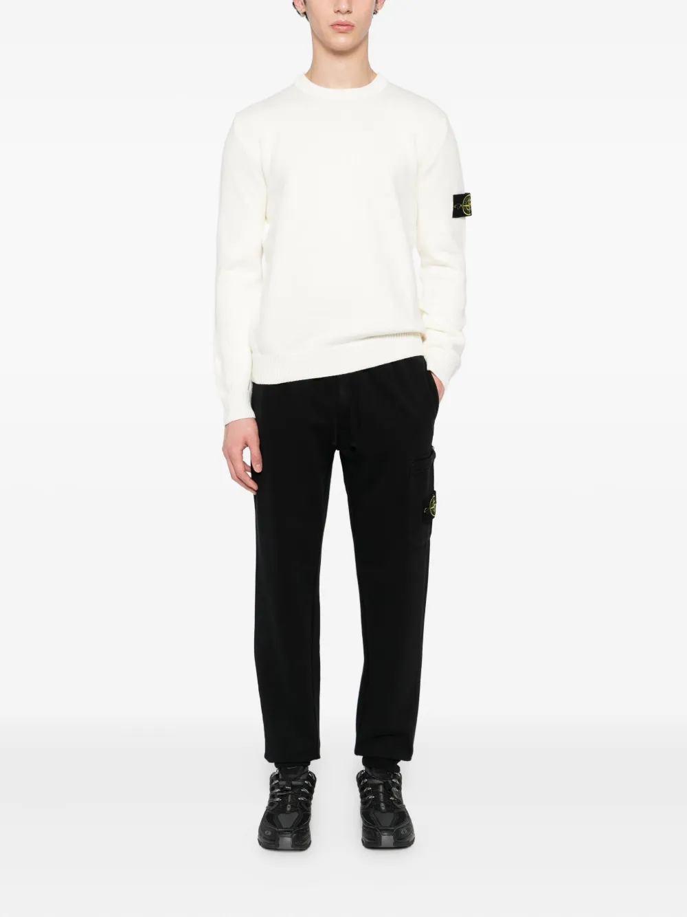 Stone Island Broek met logopatch - Zwart