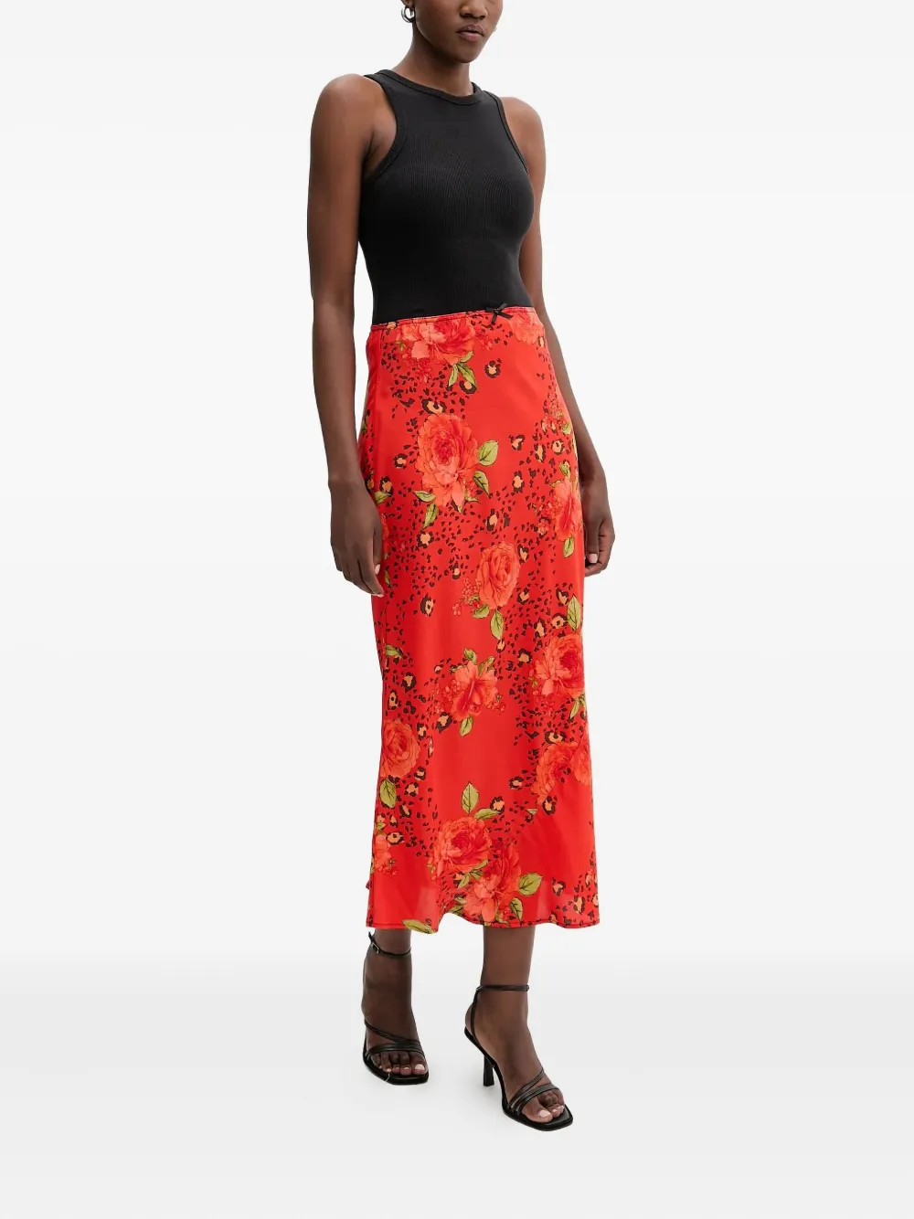 Never Fully Dressed Floral-print Midi Skirt In Red