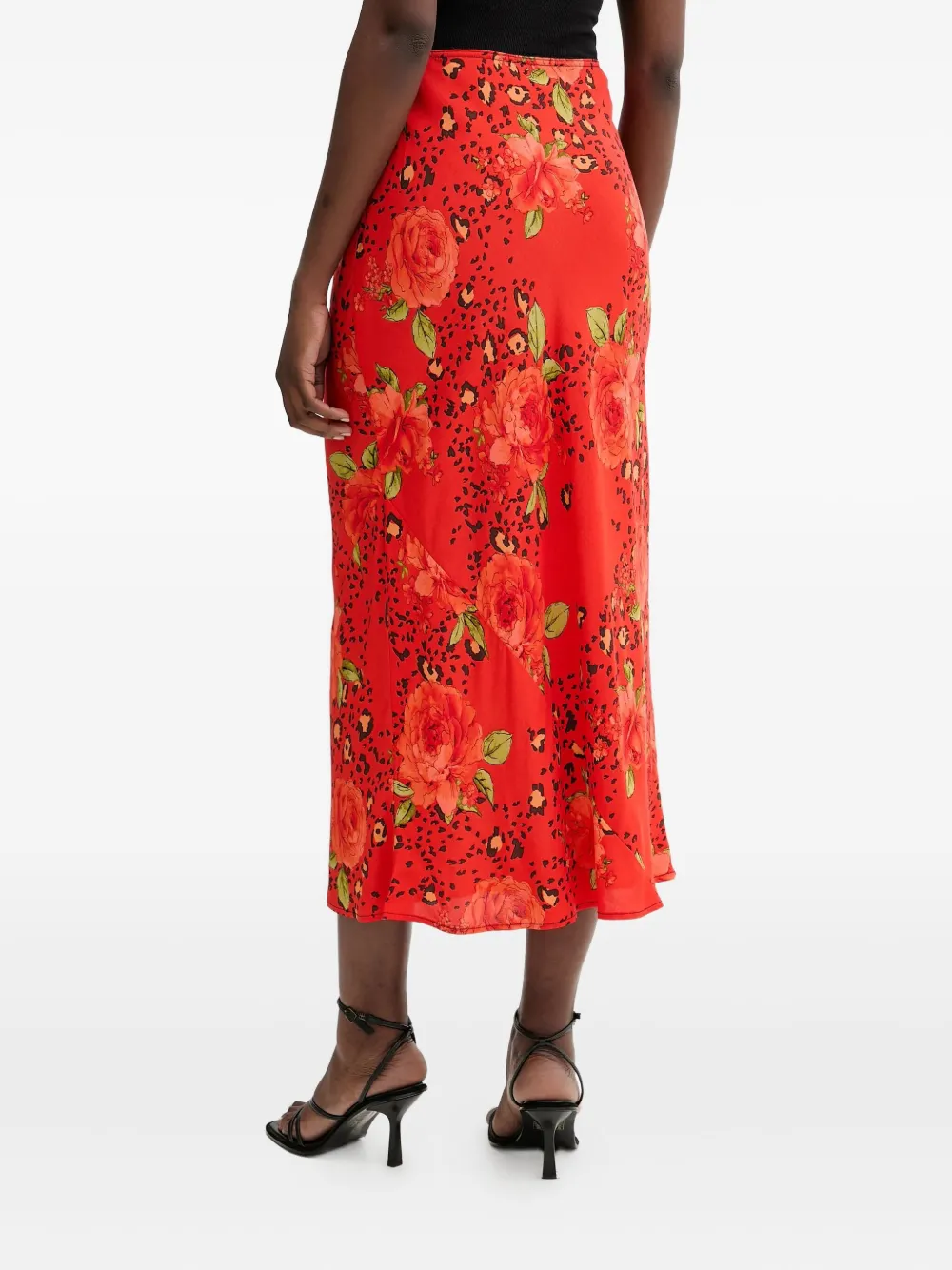 Never Fully Dressed Floral-print Midi Skirt In Red