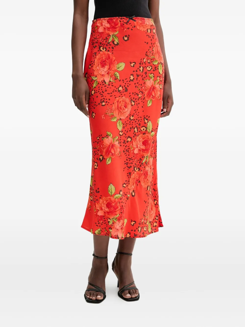 Never Fully Dressed Floral-print Midi Skirt In Red