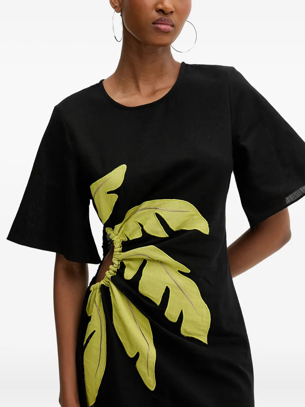 Never Fully Dressed Leaf Cut-out Midi Dress In Black