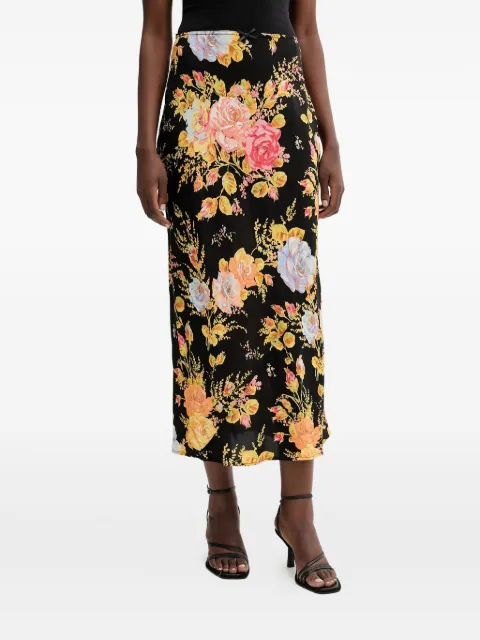 NEVER FULLY DRESSED floral bow-detail midi skirt