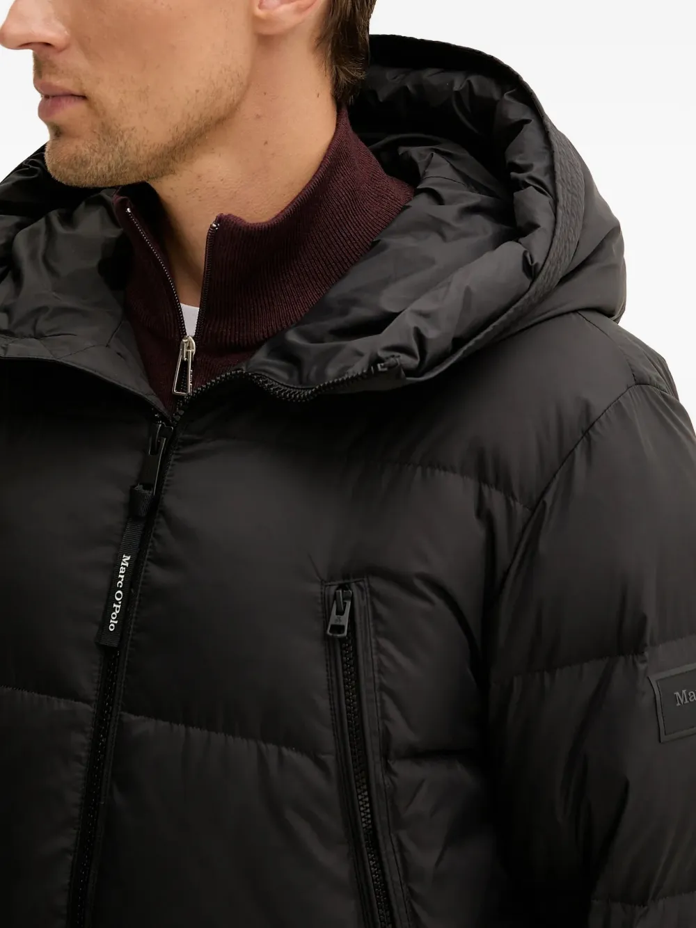 Marc O'polo Hooded Zip Coat In Black