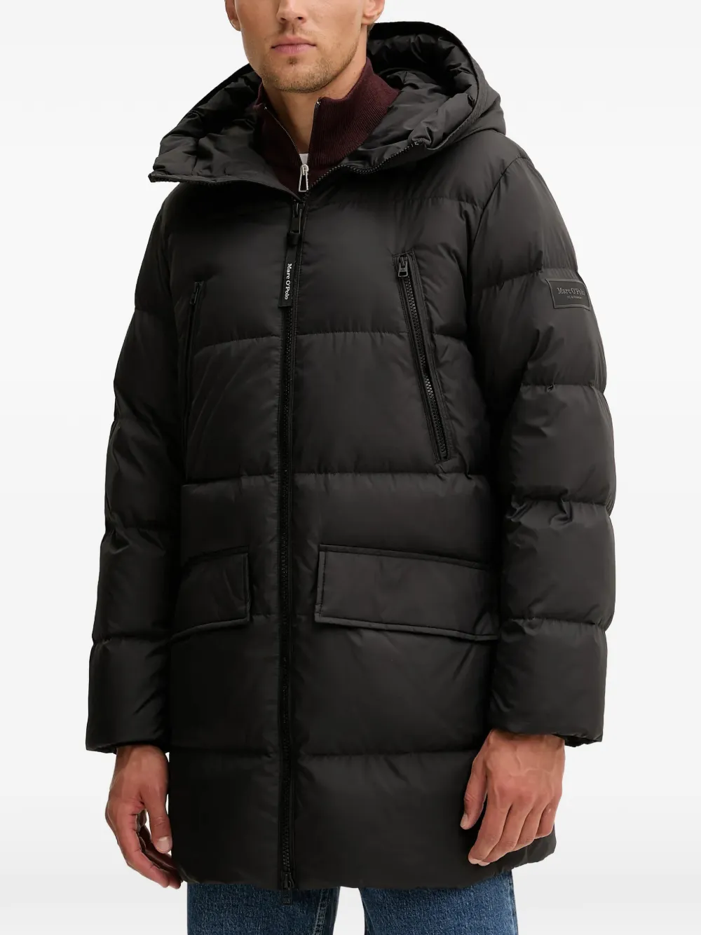 Marc O'polo Hooded Zip Coat In Black