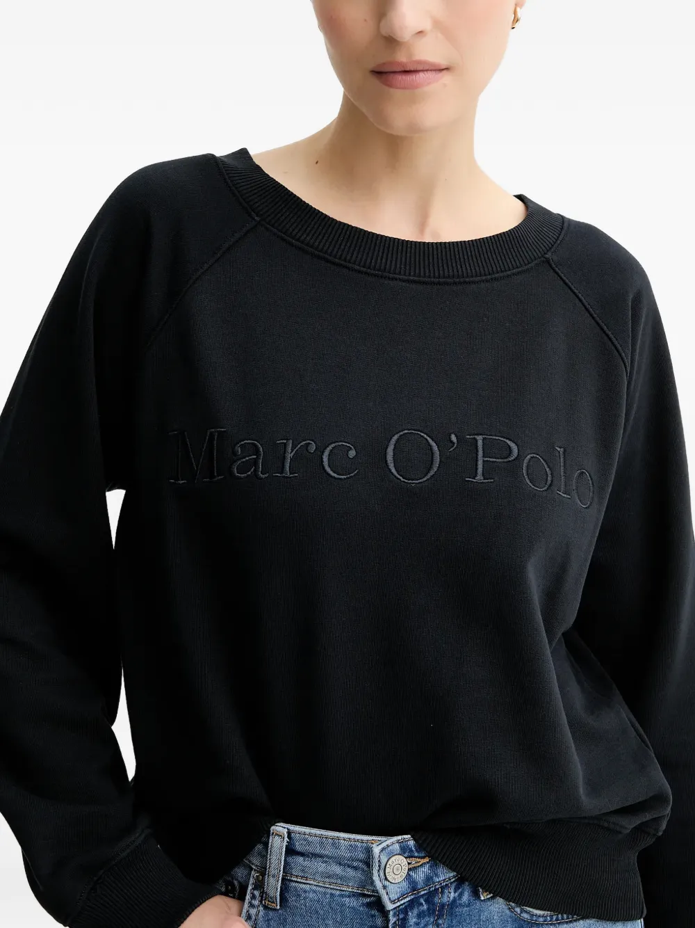 Marc O'Polo Sweater met geborduurd logo Blauw