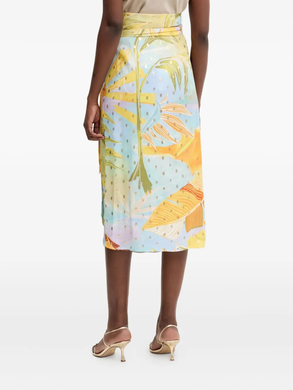 Never Fully Dressed Tie Floral Midi Skirt In Blue