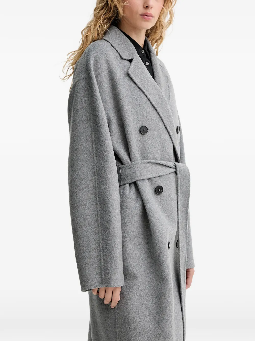  Marc O'polo Double-breasted Belted Coat - Grey 