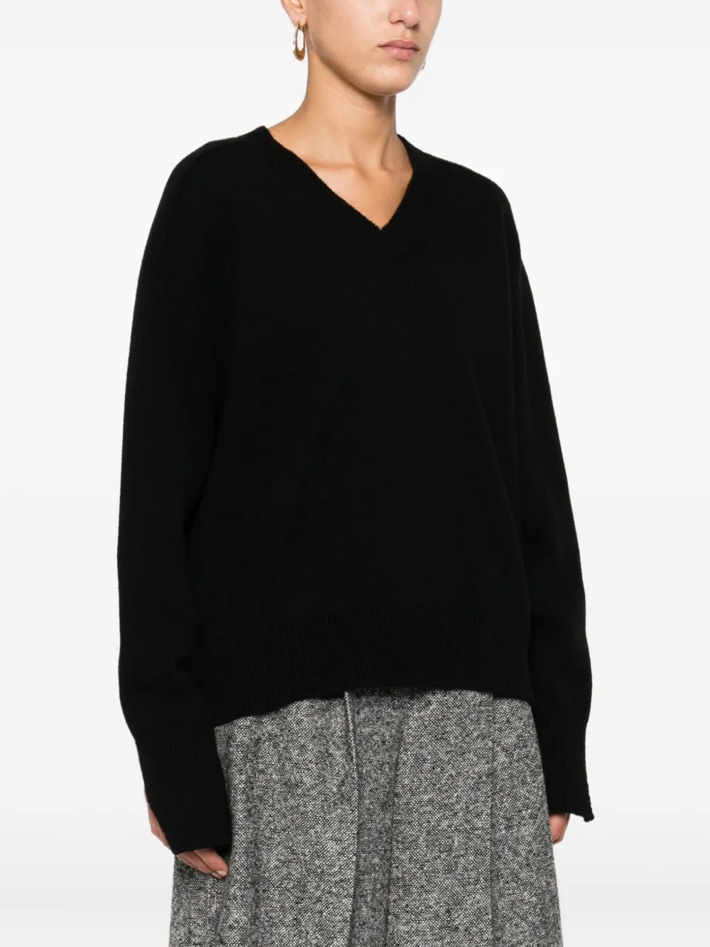 Rohe V-neck Wool Jumper In Black