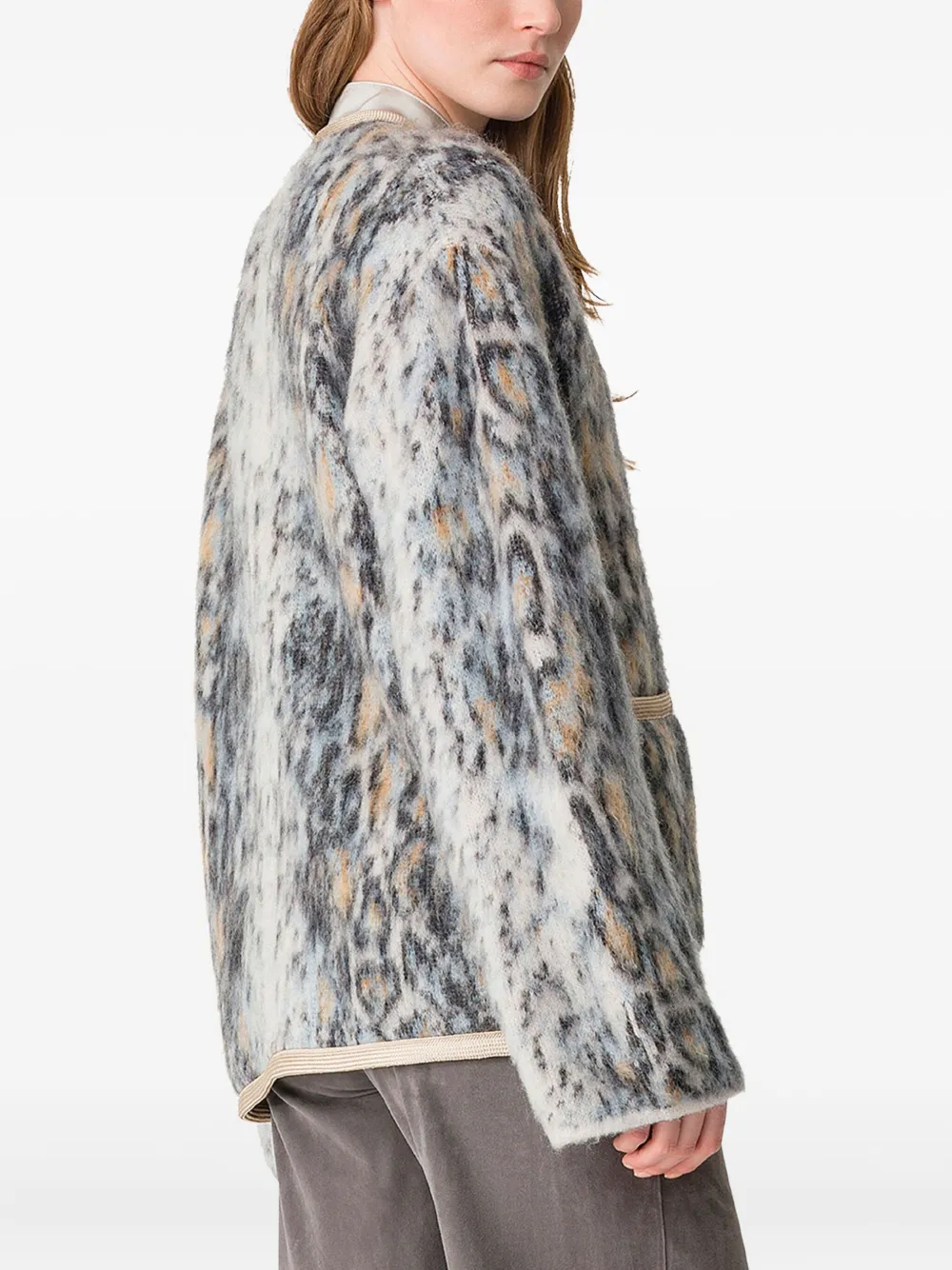 Forte Forte Animal-pattern Buttoned Cardigan In Blue