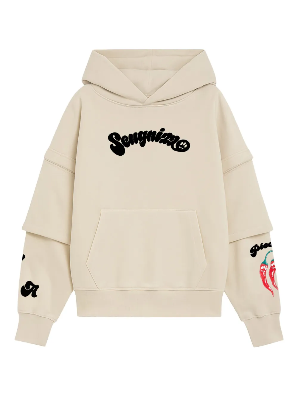 BARROW layered graphic hoodie | Neutrals | Image 1