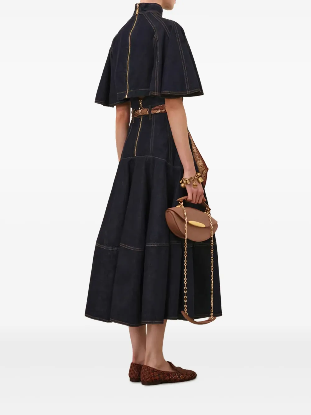 ZIMMERMANN Flared denim jas met hoge hals Blauw