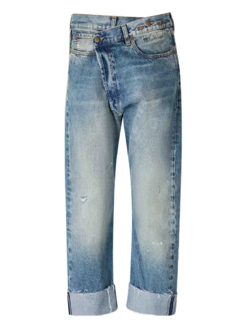 R13 crossover frayed jeans