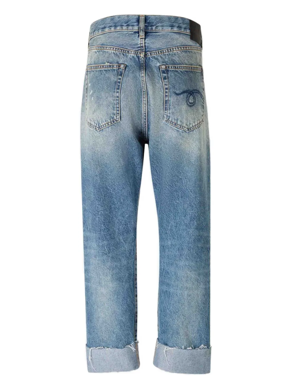R13 Jeans met gekruiste bandjes en franje - Blauw
