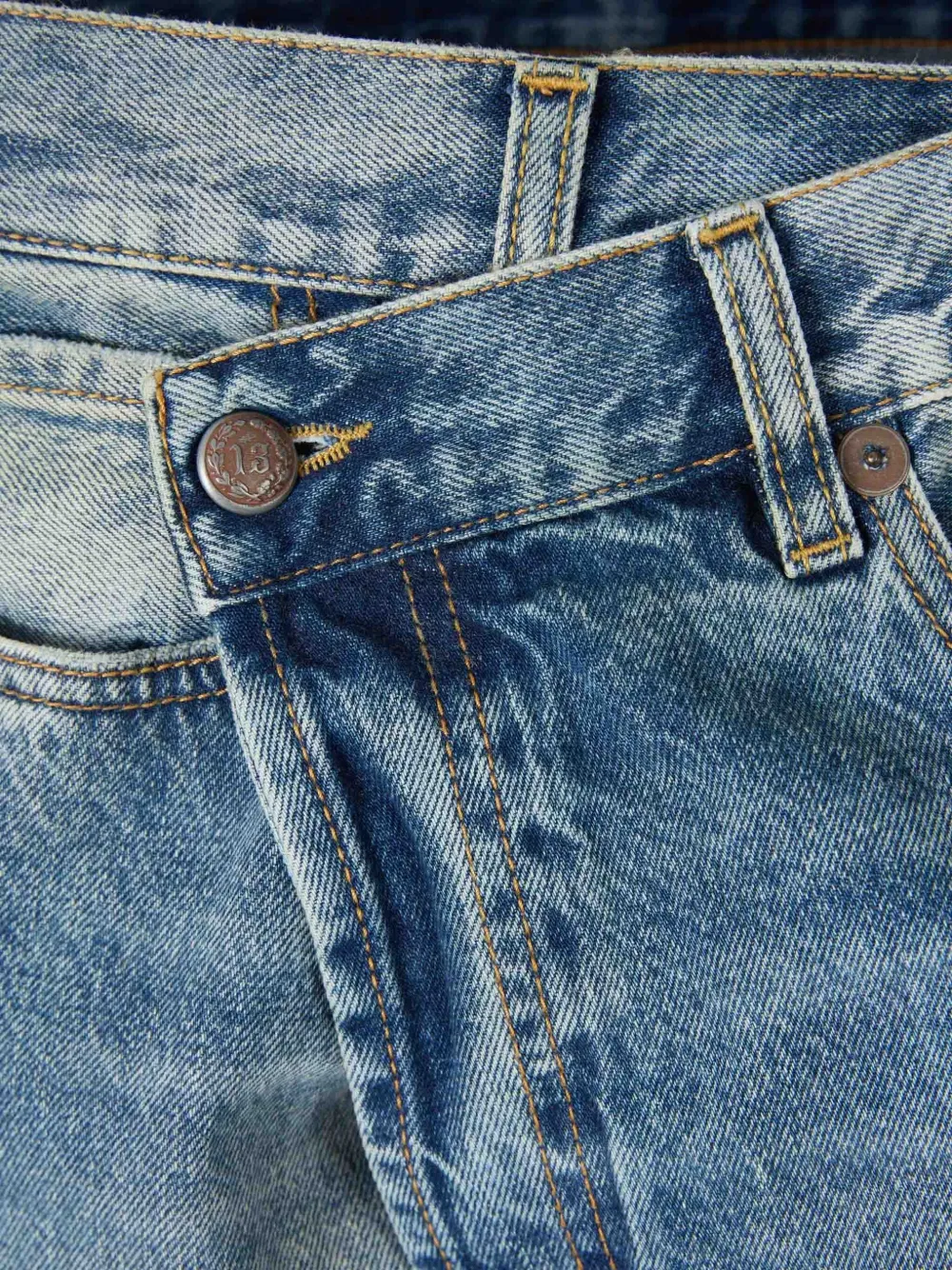 R13 Jeans met gekruiste bandjes en franje Blauw