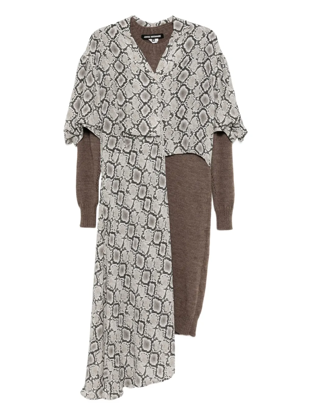 Junya Watanabe all-over graphic print dress - Grigio