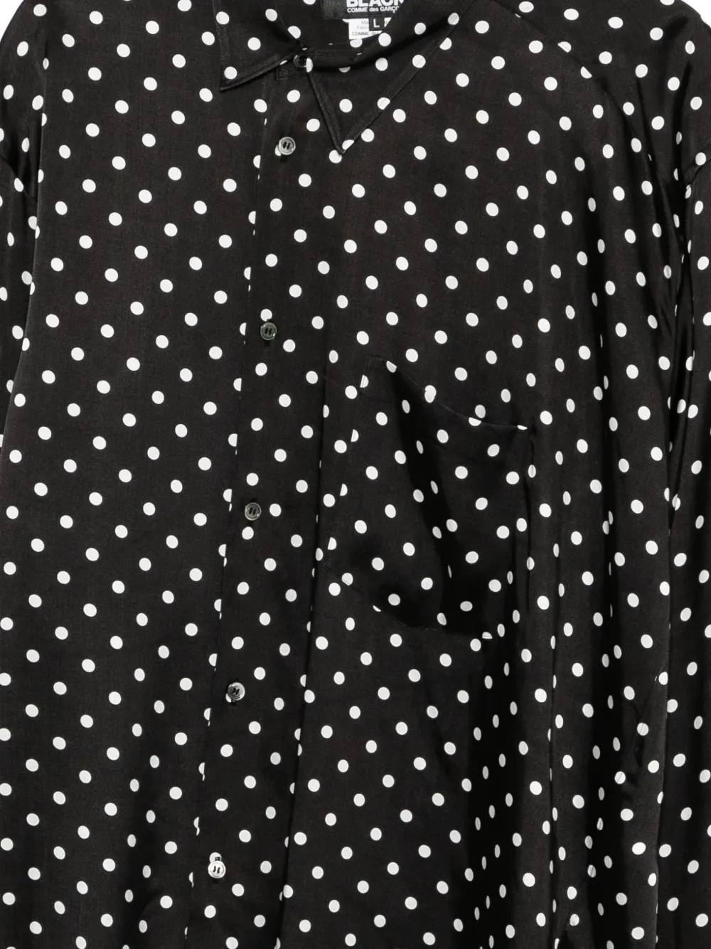 Black Comme Des Garçons Polka-dot Asymmetric Shirt In Black