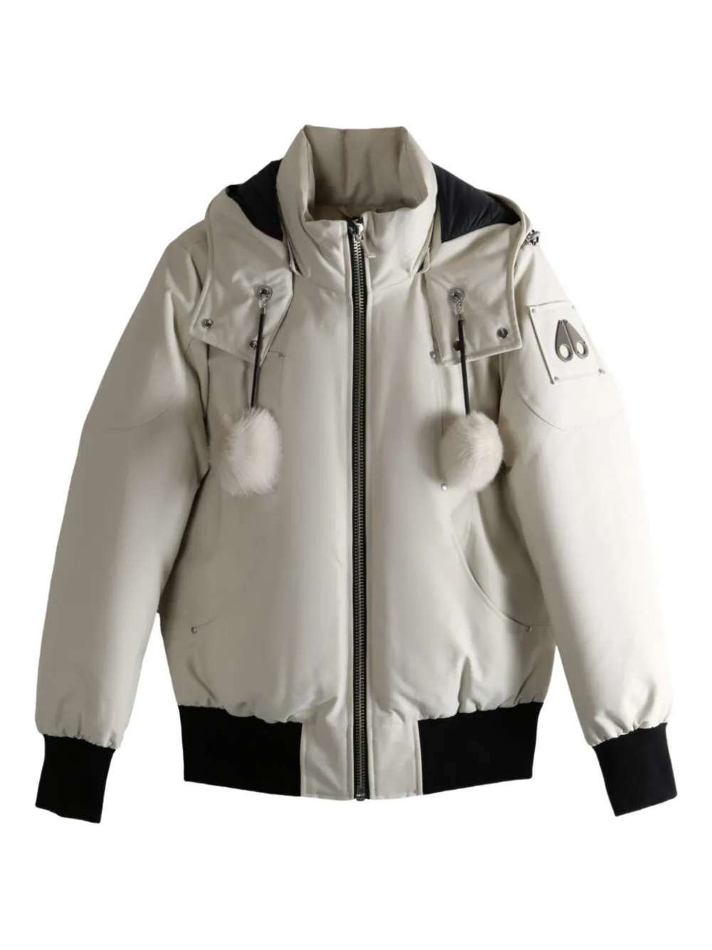 Moose Knuckles Hooded Pompom Jacket In White