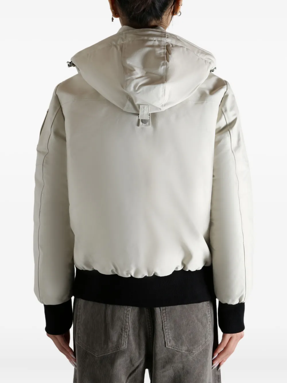 Moose Knuckles Hooded Pompom Jacket In White