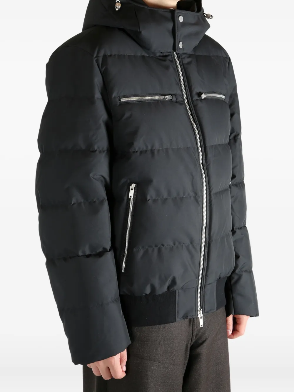 Moose Knuckles Black Polyester Cloud Bomber Down Jacket In Black