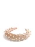 Bluetiful Milano pearl-embellished velvet headband - Pink