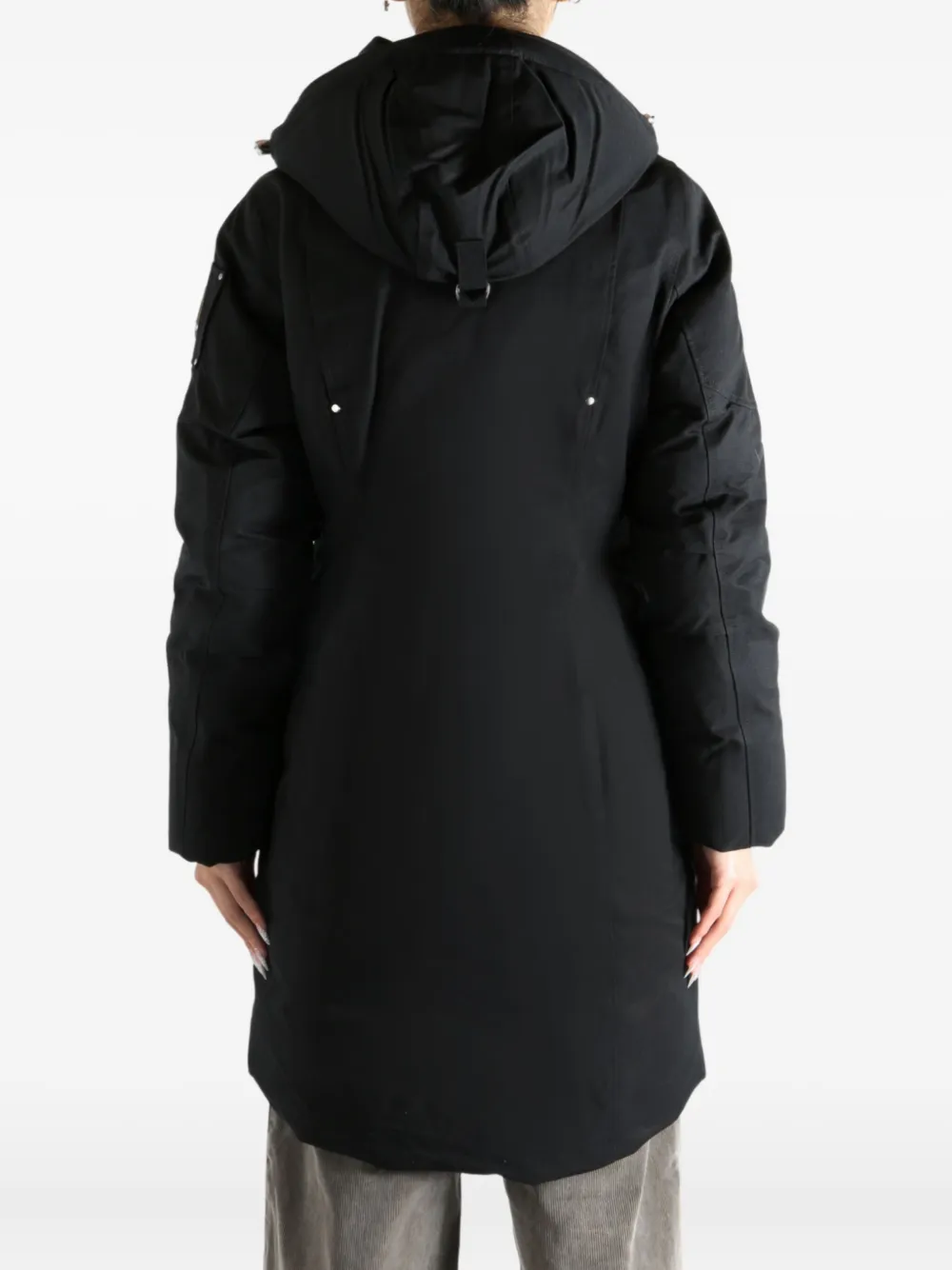 Moose Knuckles Fur Pompom Hooded Coat In Black
